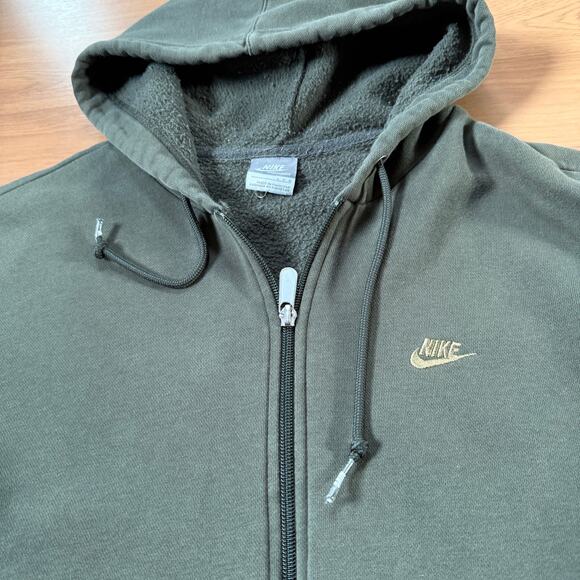 Men's Nike Sportswear Army Green Zip Up Fleece Hoodie Sweatshirt Jacket Sz Large - Picture 7 of 7